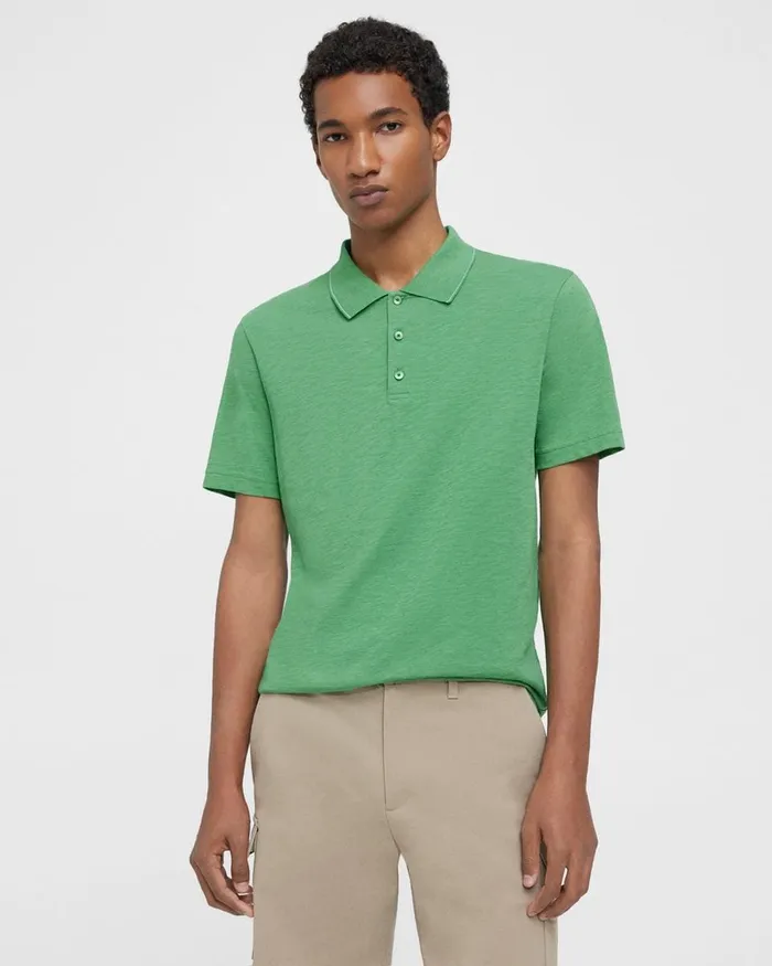 Men Theory TShirts Polos Bron Polo Shirt In Slub Cotton Jade Green