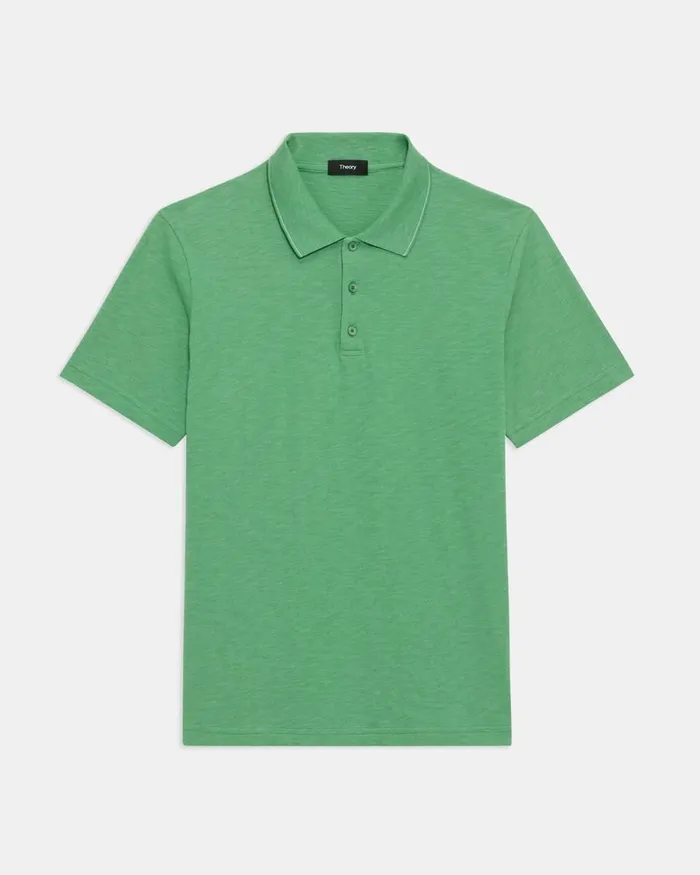 Men Theory TShirts Polos Bron Polo Shirt In Slub Cotton Jade Green