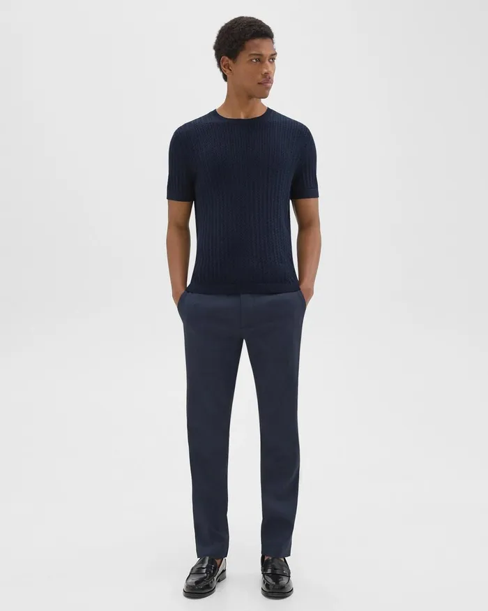 Men Theory TShirts Polos Cable Knit Tee In Cotton Baltic