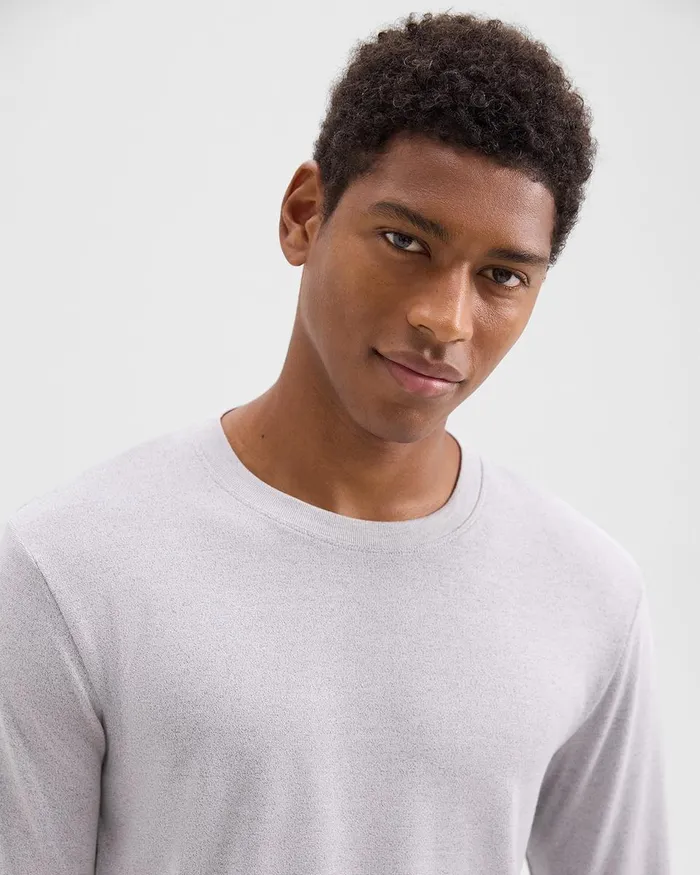 Men Theory TShirts Polos Essential LongSleeve Tee In Anemone Modal Jersey Grey Multi