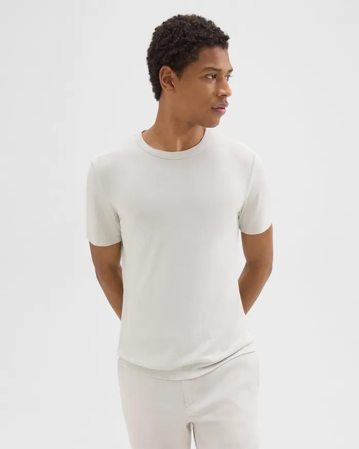 Men Theory TShirts Polos Essential Tee In Anemone Modal Jersey Limestone