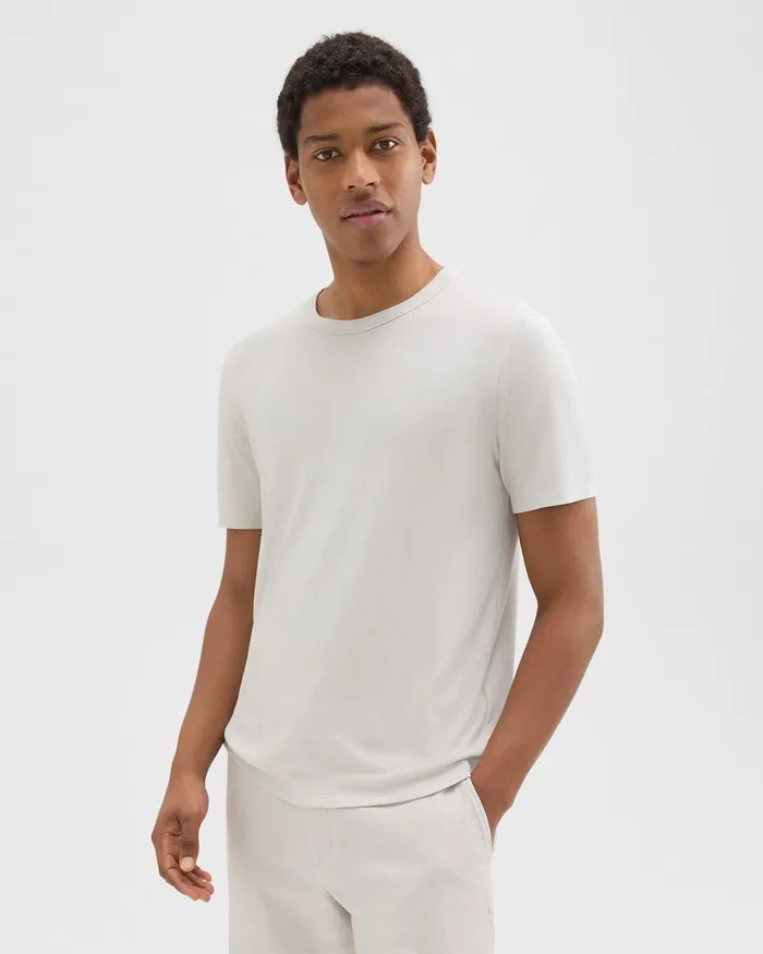 Men Theory TShirts Polos Essential Tee In Anemone Modal Jersey Limestone