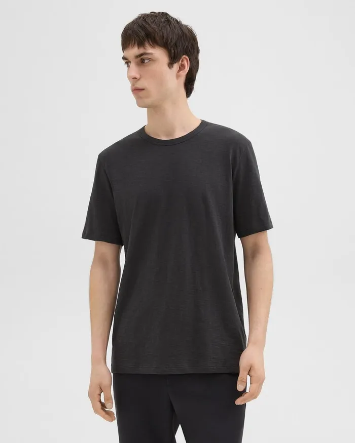 Men Theory TShirts Polos Essential Tee In Cosmos Slub Cotton Black