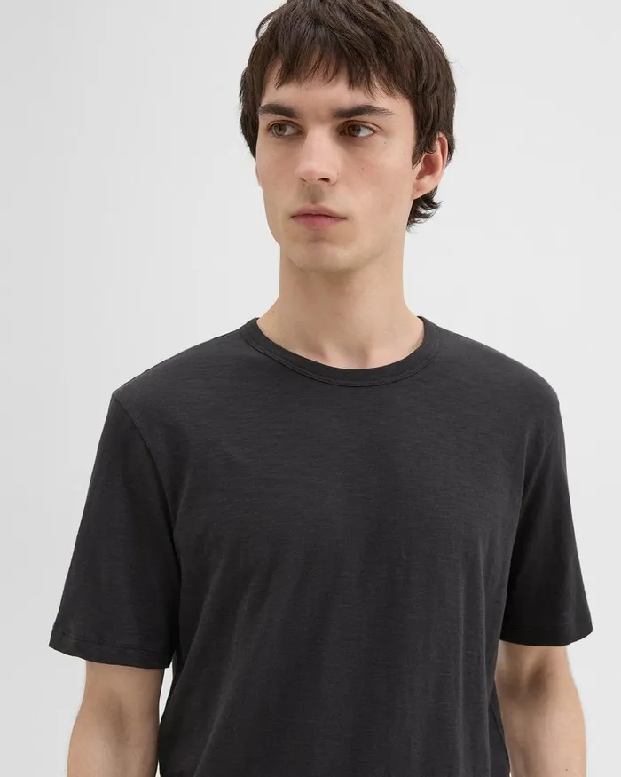 Men Theory TShirts Polos Essential Tee In Cosmos Slub Cotton Black
