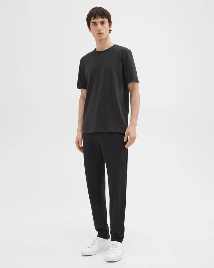 Men Theory TShirts Polos Essential Tee In Cosmos Slub Cotton Black