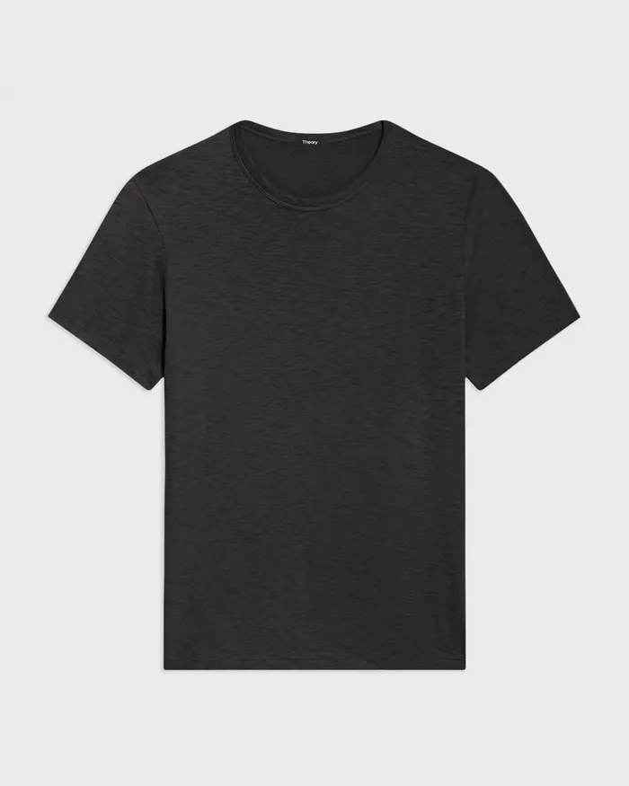 Men Theory TShirts Polos Essential Tee In Cosmos Slub Cotton Black