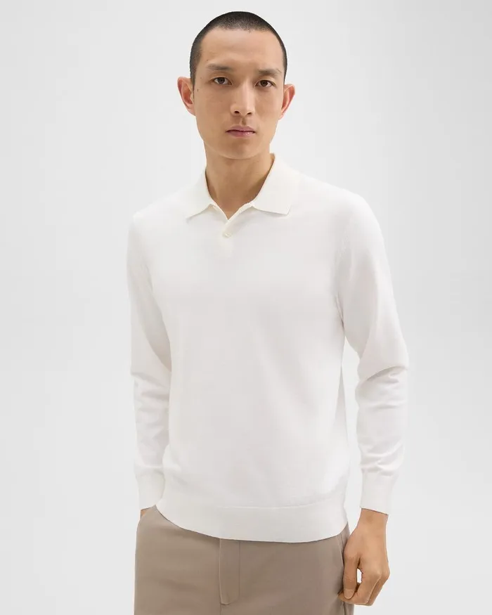 Men Theory TShirts Polos Goris LongSleeve Polo Shirt In Light Bilen White