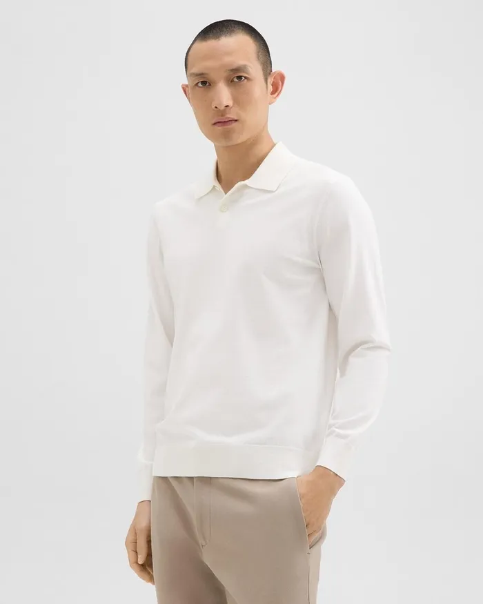 Men Theory TShirts Polos Goris LongSleeve Polo Shirt In Light Bilen White