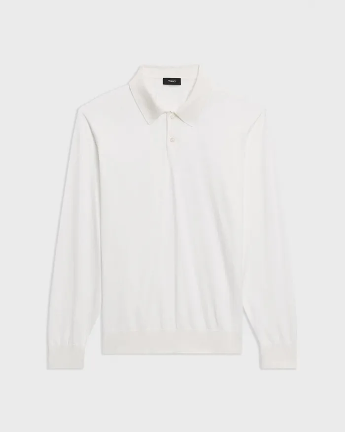 Men Theory TShirts Polos Goris LongSleeve Polo Shirt In Light Bilen White