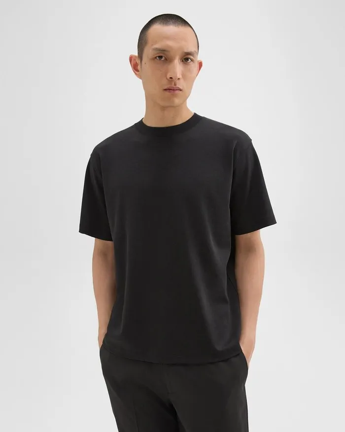 Men Theory TShirts Polos Relaxed Tee In Cotton Jersey Black