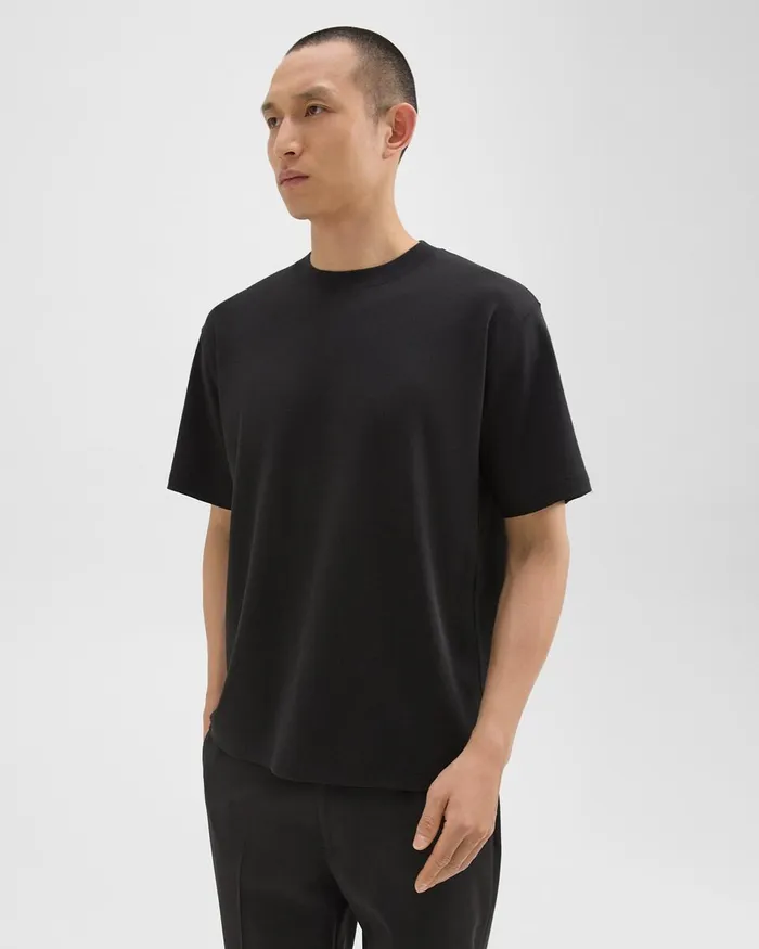 Men Theory TShirts Polos Relaxed Tee In Cotton Jersey Black