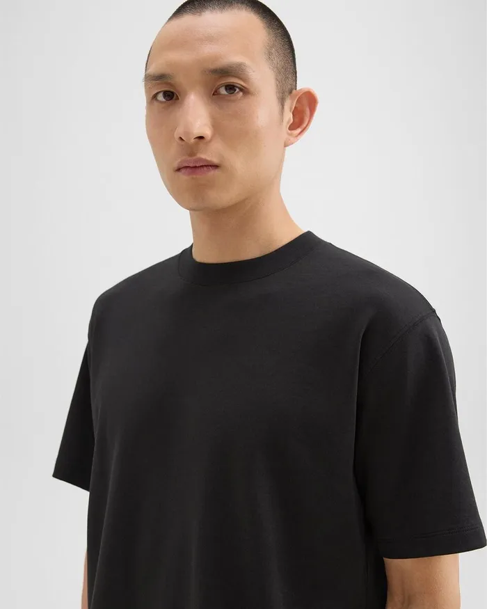Men Theory TShirts Polos Relaxed Tee In Cotton Jersey Black