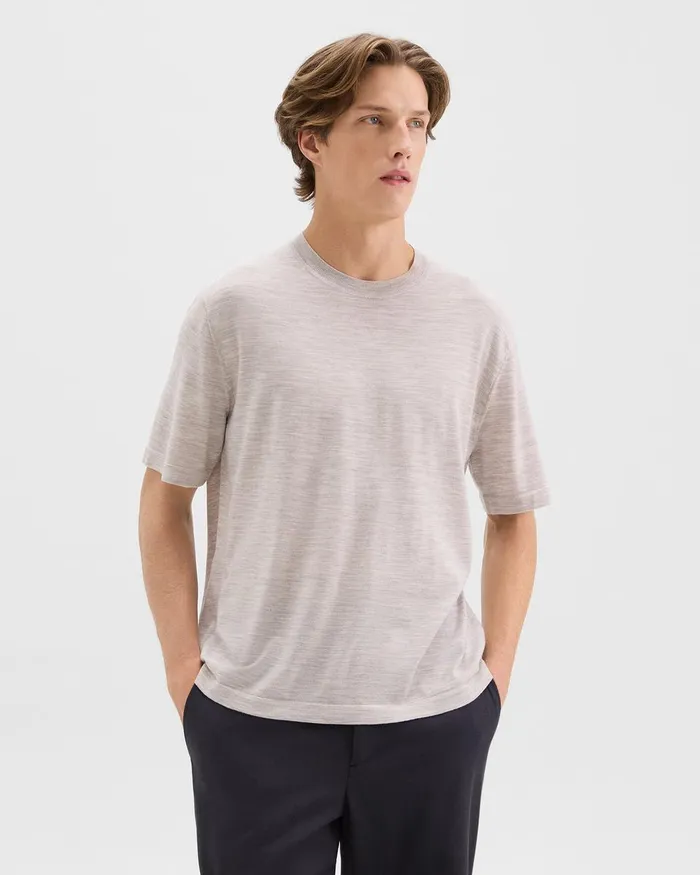 Men Theory TShirts Polos Relaxed Tee In Regal Wool Light Heather Barley