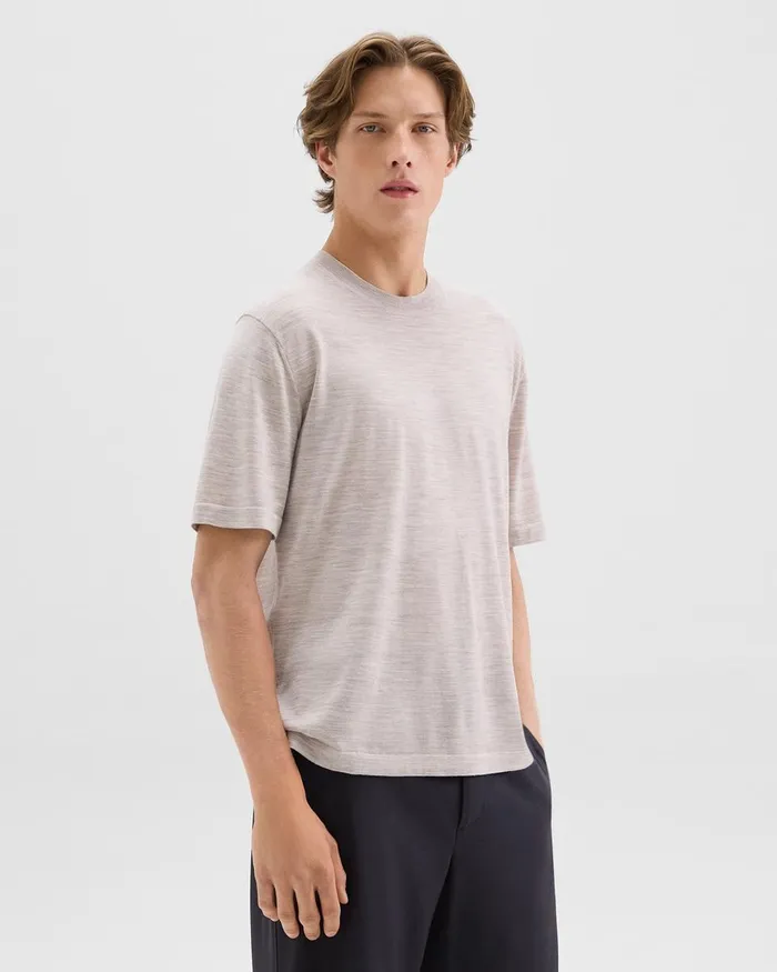 Men Theory TShirts Polos Relaxed Tee In Regal Wool Light Heather Barley