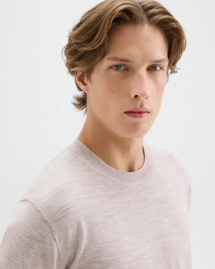 Men Theory TShirts Polos Relaxed Tee In Regal Wool Light Heather Barley