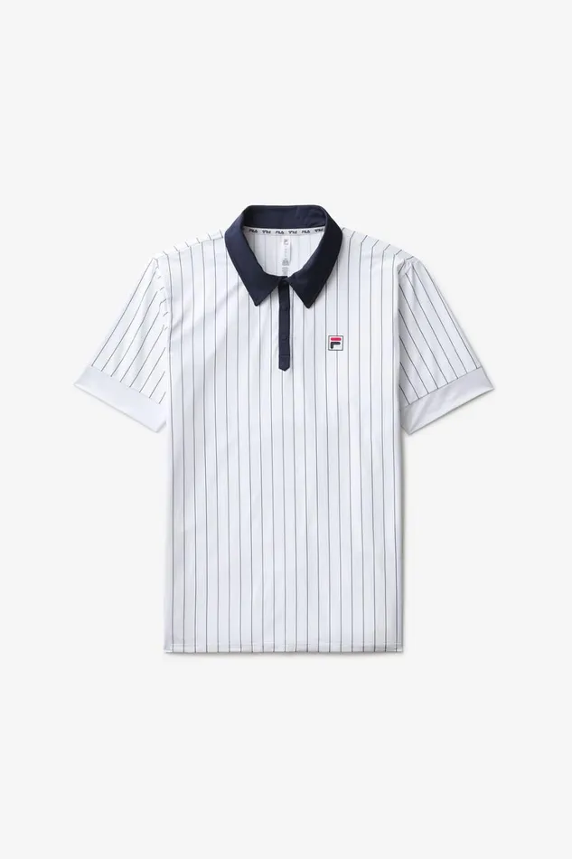 Men Tops and TShirts Fila Performance Iconic BB1 Polo 147 Whitefila Navy