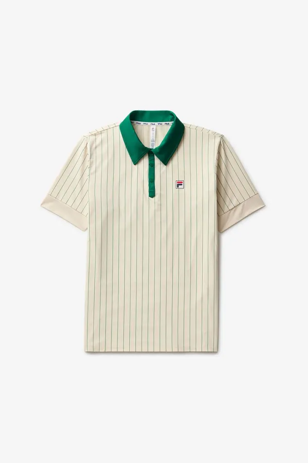 Men Tops and TShirts Fila Performance Iconic BB1 Polo 898 Angoragreen Jacket Pinstripe