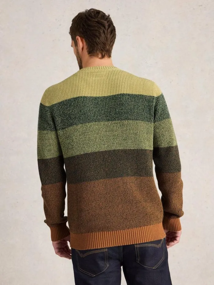 Men Twisted Colourblock Crew Green Multi White Stuff Knitwear Men Twisted Colourblock Crew Green Multi White Stuff Knitwear