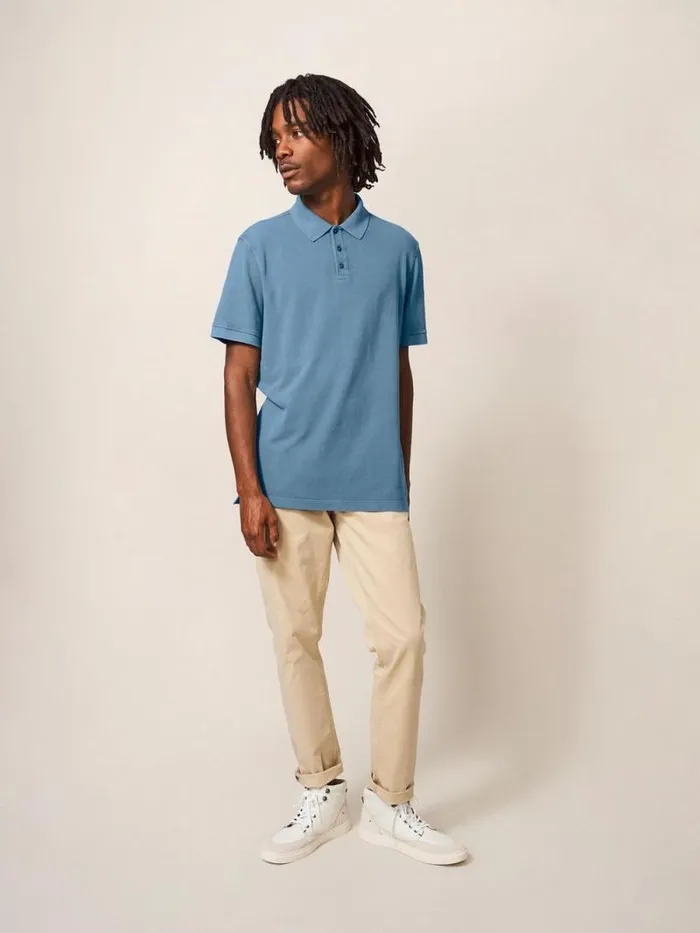Men Utility Polo Chambray Blue White Stuff Polo Shirts