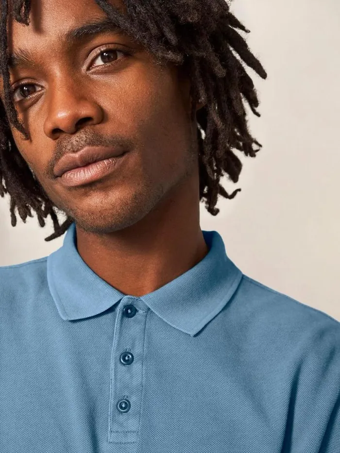 Men Utility Polo Chambray Blue White Stuff Polo Shirts Men Utility Polo Chambray Blue White Stuff Polo Shirts