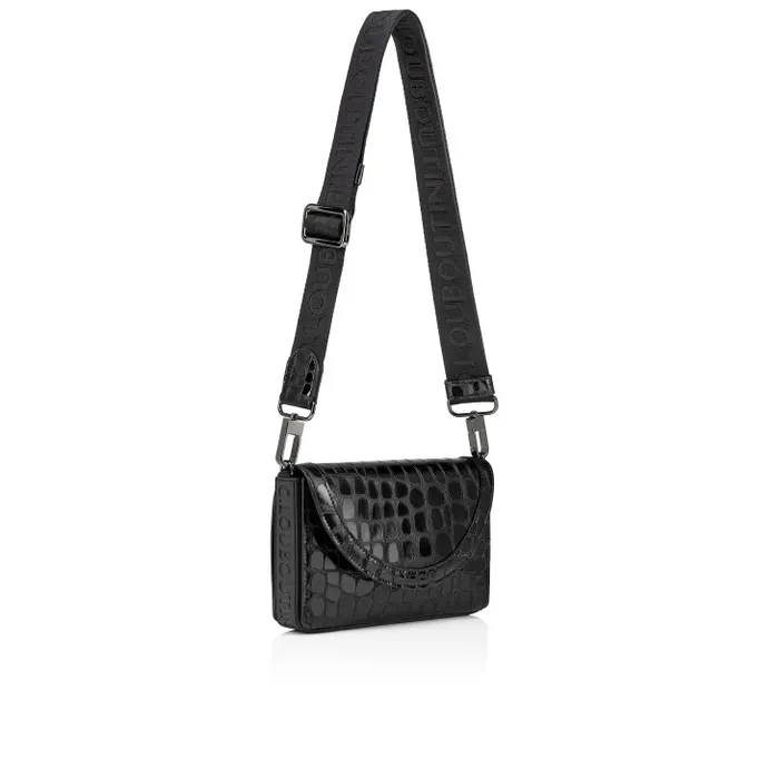 MenWomen Explorafunk Chain Wallet 8211 Alligator Embossed Calf Leather 8211 Black Christian Louboutin Crossbody Bags