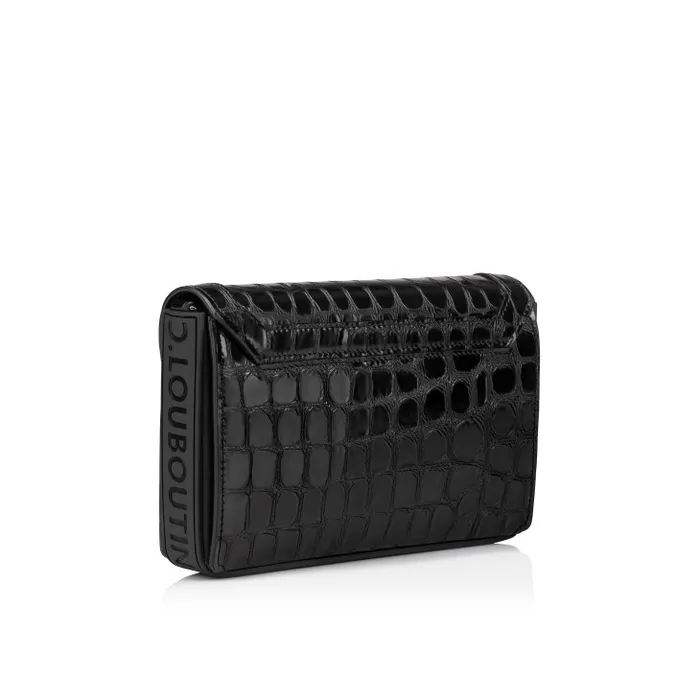 MenWomen Explorafunk Chain Wallet 8211 Alligator Embossed Calf Leather 8211 Black Christian Louboutin Crossbody Bags