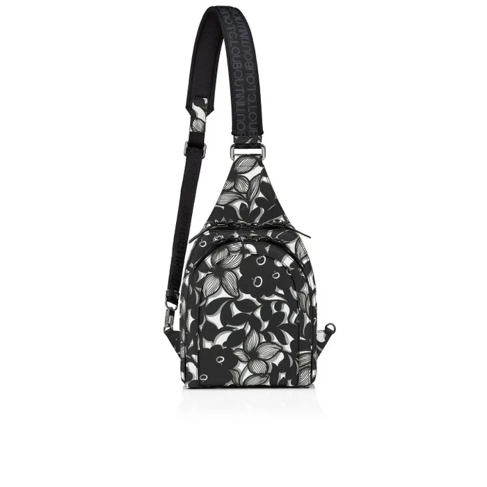 MenWomen Loubifunk Backpack 8211 Petunia Printed Calf And Rubber 8211 Black Christian Louboutin Crossbody Bags