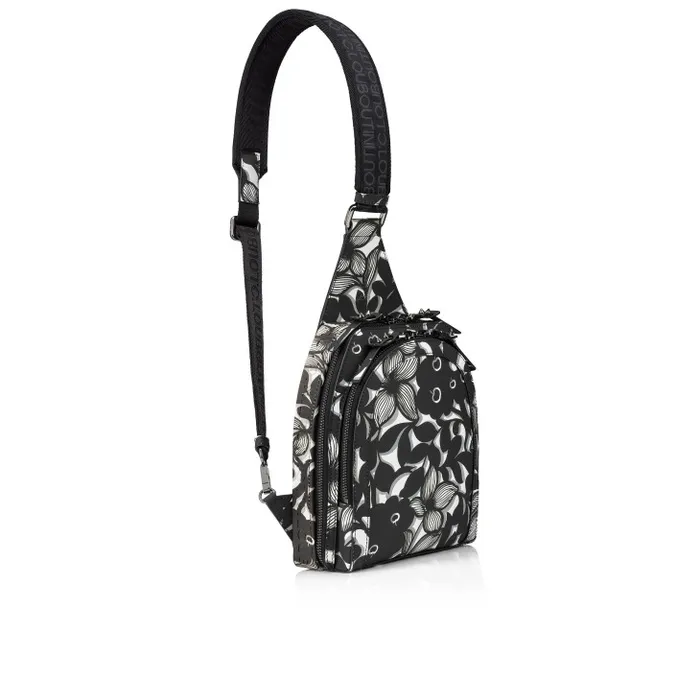 MenWomen Loubifunk Backpack 8211 Petunia Printed Calf And Rubber 8211 Black Christian Louboutin Crossbody Bags