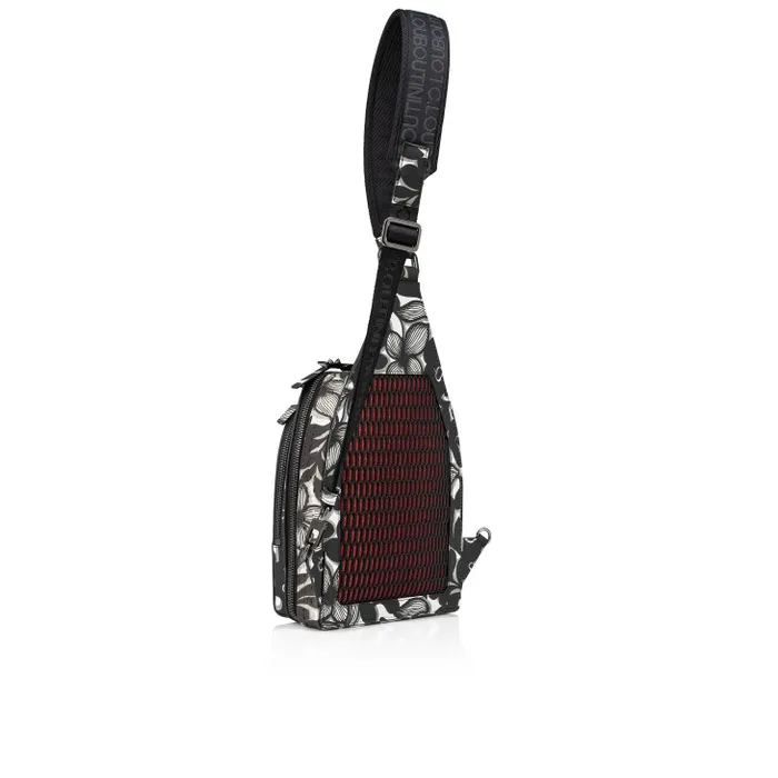 MenWomen Loubifunk Backpack 8211 Petunia Printed Calf And Rubber 8211 Black Christian Louboutin Crossbody Bags