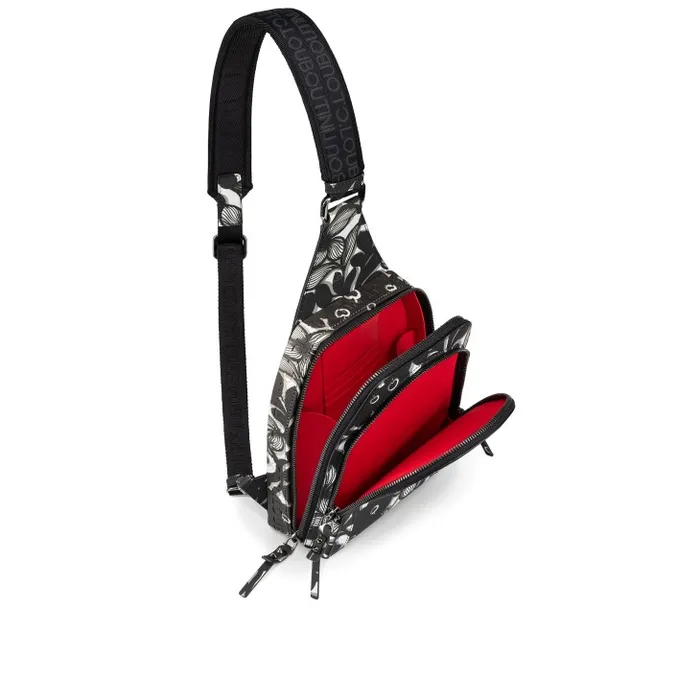 MenWomen Loubifunk Backpack 8211 Petunia Printed Calf And Rubber 8211 Black Christian Louboutin Crossbody Bags