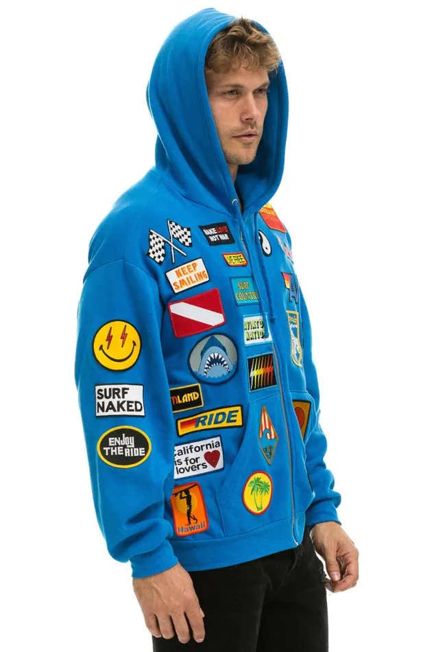 MenWomen Tops Aviator Nation VINTAGE PATCH ZIP HOODIE RELAXED 8211 OCEAN MenWomen Tops Aviator Nation VINTAGE PATCH ZIP HOODIE RELAXED 8211 OCEAN