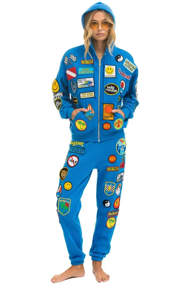 MenWomen Tops Aviator Nation VINTAGE PATCH ZIP HOODIE RELAXED 8211 OCEAN MenWomen Tops Aviator Nation VINTAGE PATCH ZIP HOODIE RELAXED 8211 OCEAN