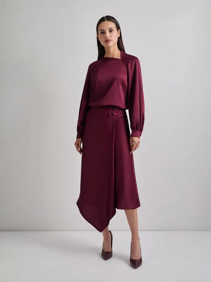 Misook Asymmetrical Neckline Crepe De Chine Blouse Women Blouses and Shirts Misook Asymmetrical Neckline Crepe De Chine Blouse Women Blouses and Shirts