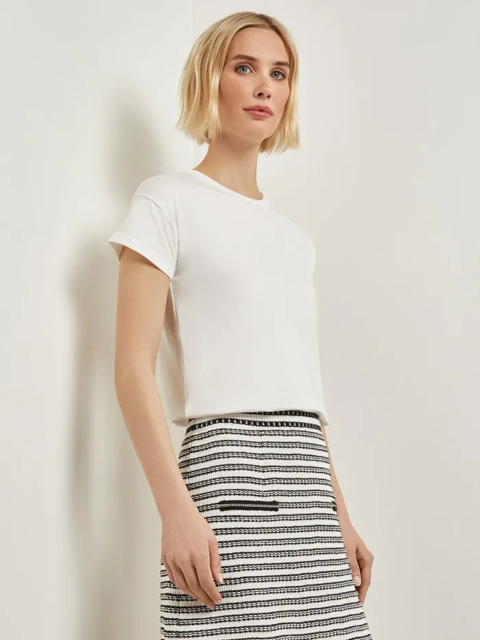 Misook Classic Short Sleeve Jersey Knit Top Women Tops and Tees Misook Classic Short Sleeve Jersey Knit Top Women Tops and Tees