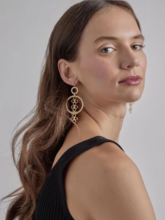 Misook Clover Charm Matte Gold Earrings Women Earrings