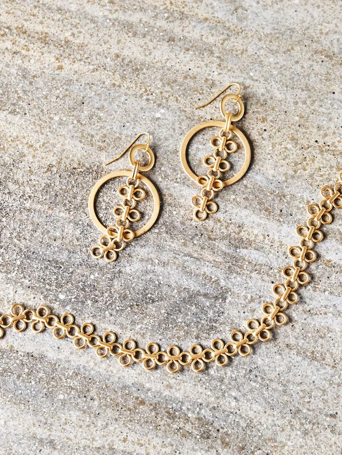 Misook Clover Charm Matte Gold Earrings Women Earrings