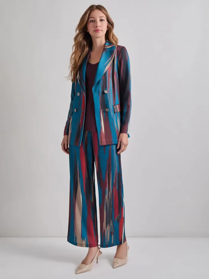 Misook Heritage Fit DoubleBreasted Brushstroke Woven Blazer Women Jackets and Coats