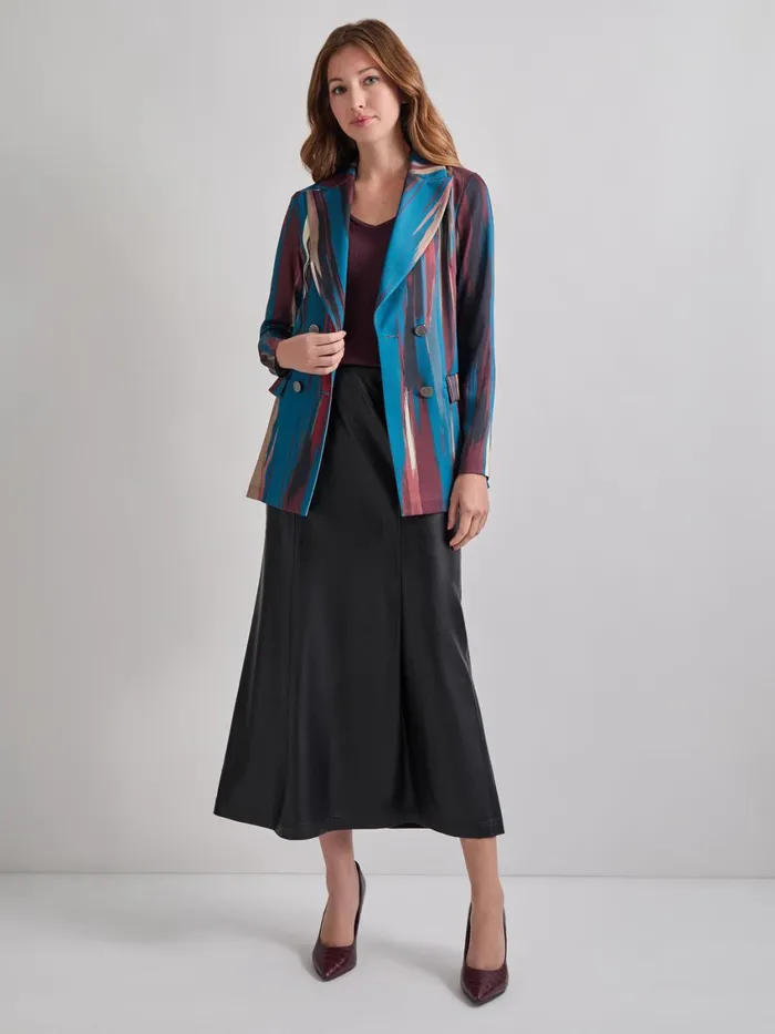 Misook Heritage Fit DoubleBreasted Brushstroke Woven Blazer Women Jackets and Coats