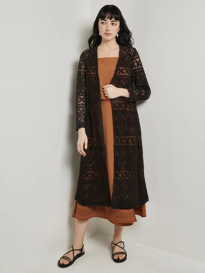 Misook Heritage Fit Duster 8211 Crochet Cotton Women Jackets and Coats