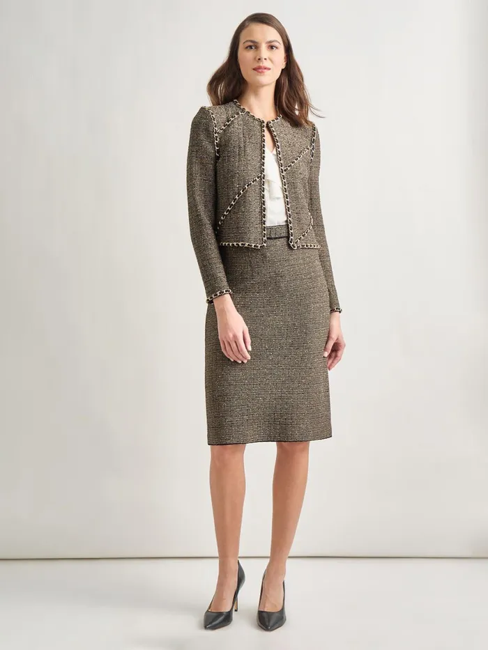 Misook KneeLength Lurex Knit Straight Skirt Women Skirts