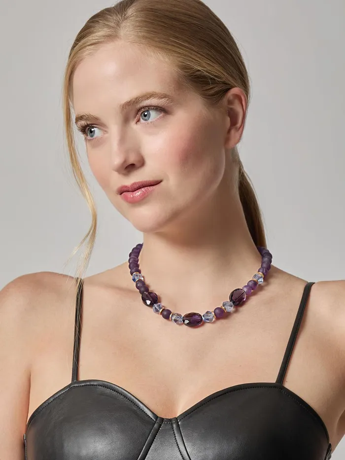 Misook Matte Amethyst Crystal Necklace Women Necklaces