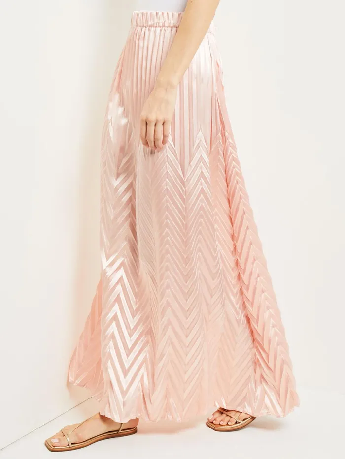 Misook Maxi ALine Skirt 8211 Chevron Textured Crepe De Chine Women Skirts