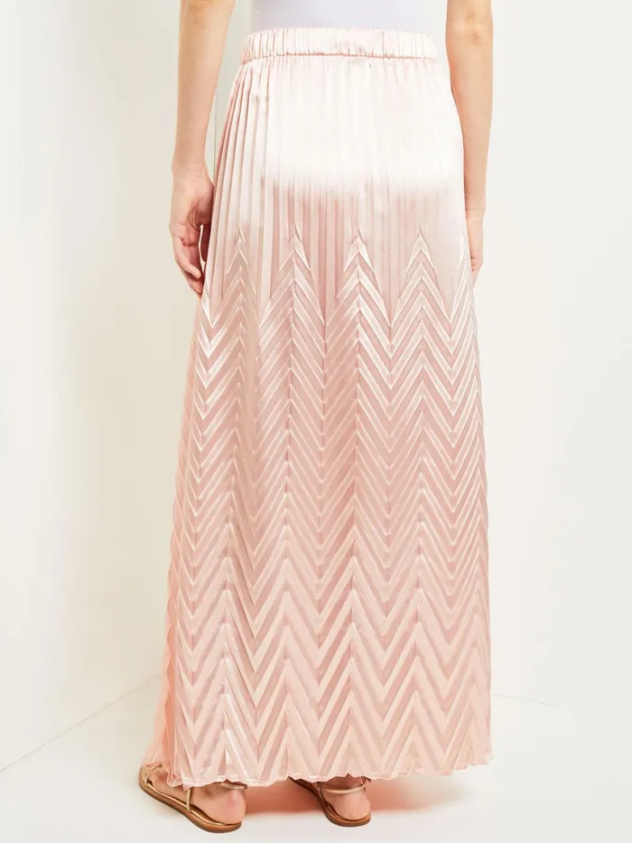 Misook Maxi ALine Skirt 8211 Chevron Textured Crepe De Chine Women Skirts