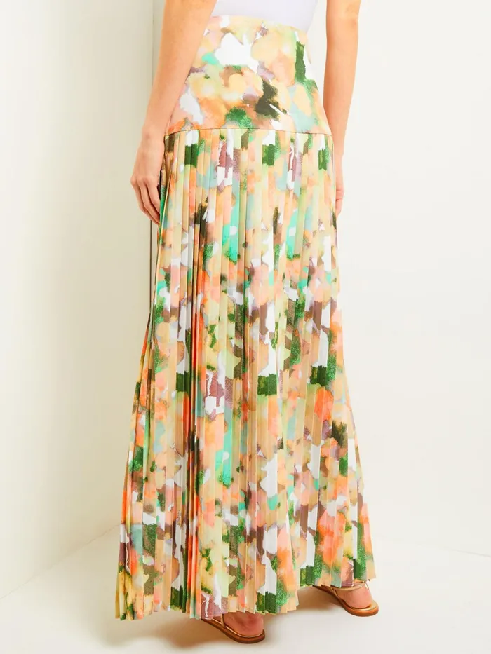 Misook Maxi Drop Waist Skirt 8211 Pleated Watercolor Woven Women Skirts Misook Maxi Drop Waist Skirt 8211 Pleated Watercolor Woven Women Skirts
