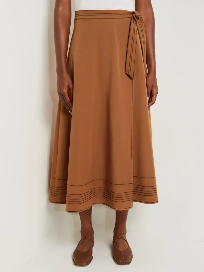 Misook Maxi Wrap Skirt 8211 Contrast Stitch Woven Twill Women Skirts
