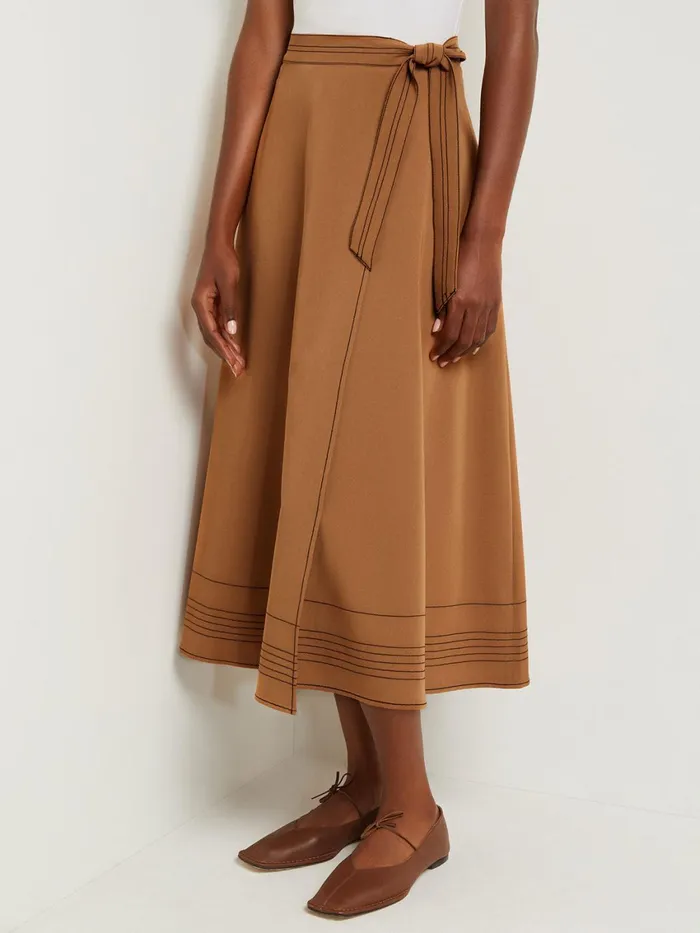 Misook Maxi Wrap Skirt 8211 Contrast Stitch Woven Twill Women Skirts