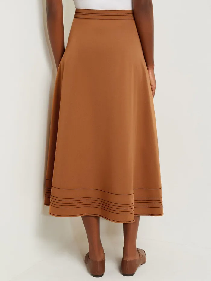 Misook Maxi Wrap Skirt 8211 Contrast Stitch Woven Twill Women Skirts