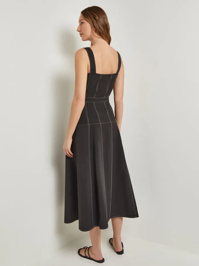 Misook Midi Fit and Flare Dress 8211 Button Front Woven Women Dresses Misook Midi Fit and Flare Dress 8211 Button Front Woven Women Dresses