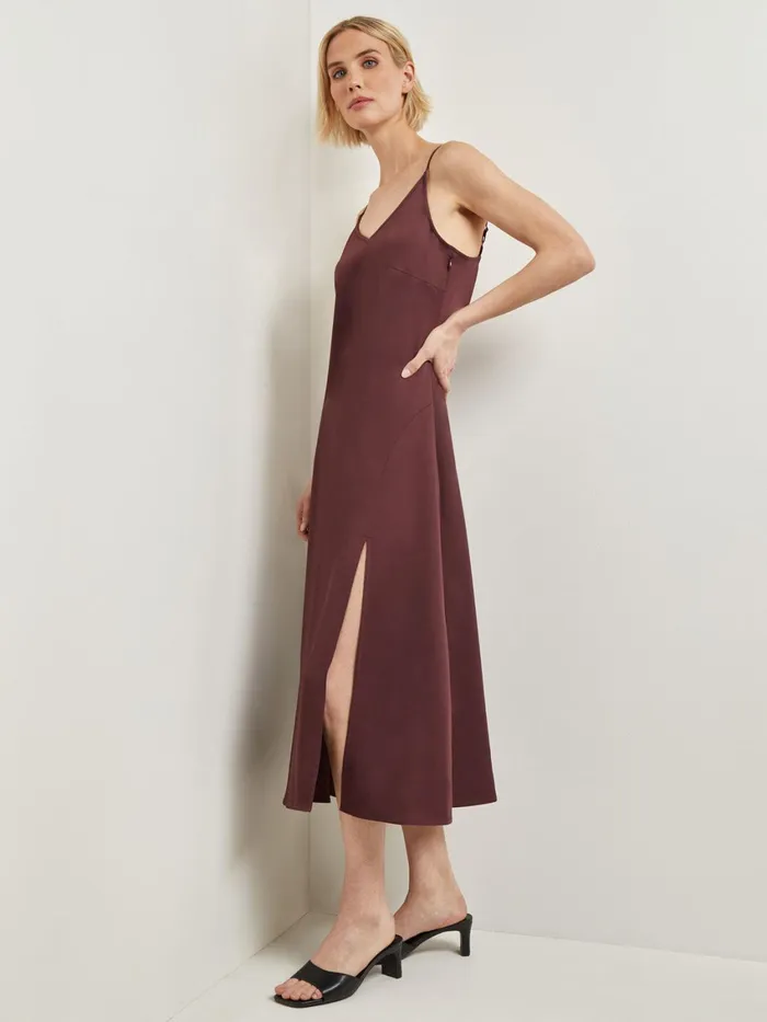 Misook Modern Fit ALine Crepe De Chine Slip Maxi Dress Women Dresses