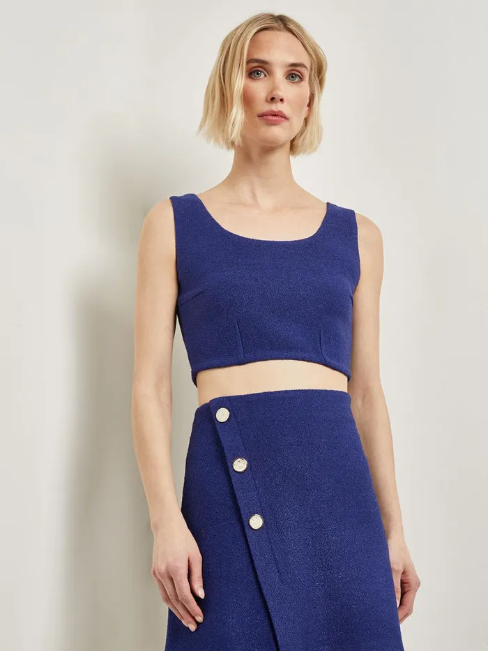 Misook Modern Fit Boucle Knit Cropped Tank Top Women Tops and Tees